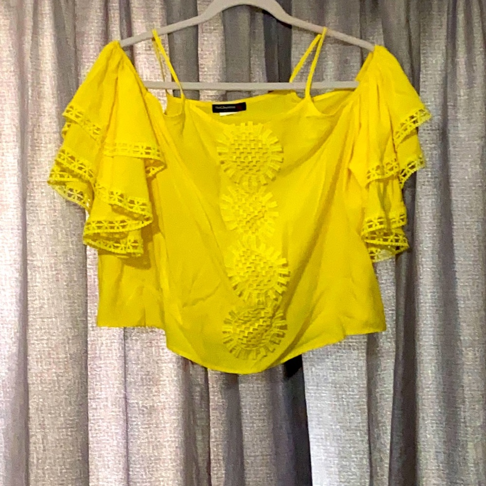 Yellow off the shoulder crop top
